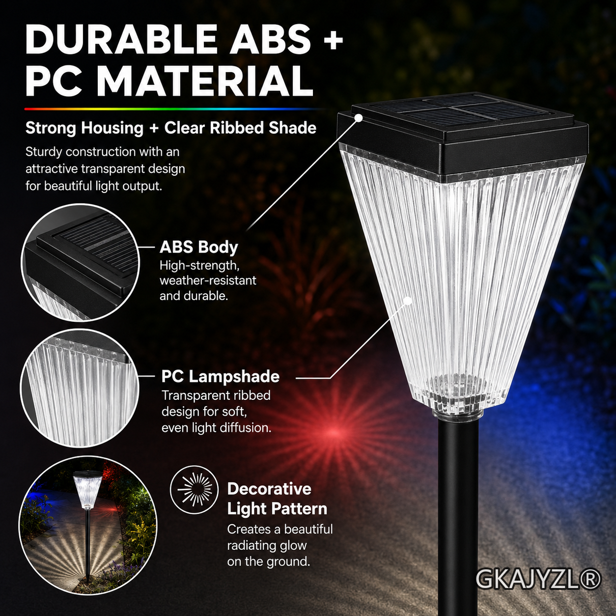 GKAJYZL023-RGB Solar RGB Pathway Lights, Outdoor Garden Lights with Color Changing Effect — view 2