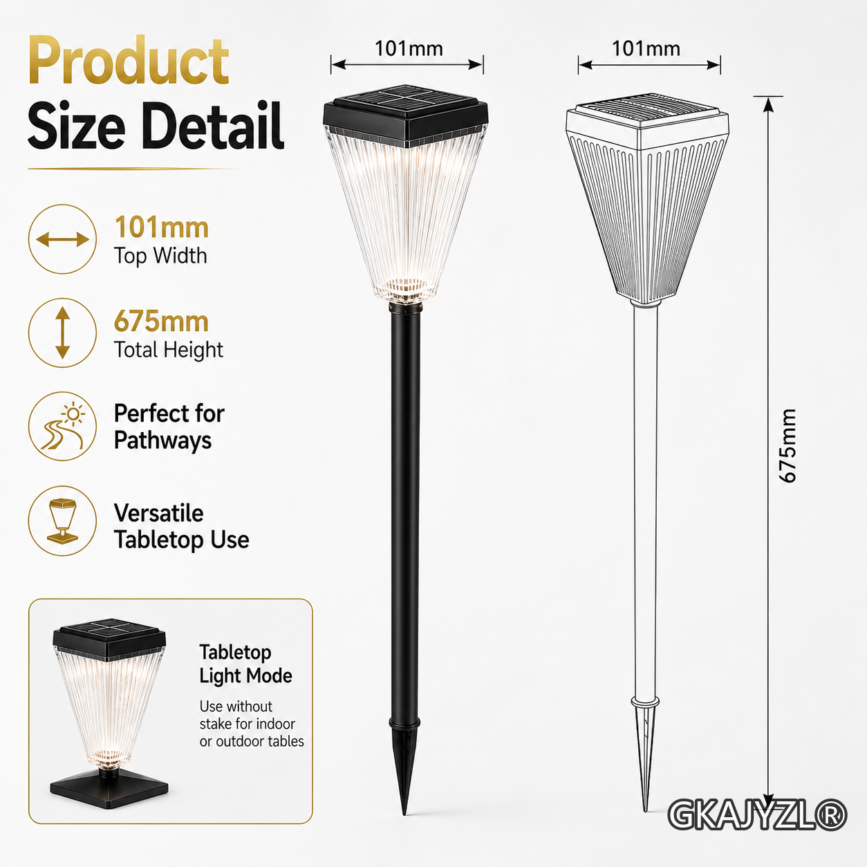 GKAJYZL023 Solar Pathway Lights, Outdoor Garden Lights with 3 Color Modes — view 3