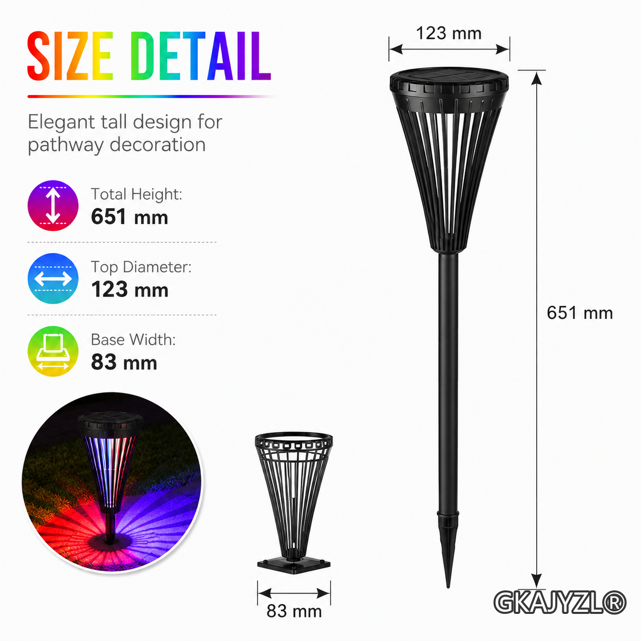 GKAJYZL029-RGB Solar RGB Pathway Lights, Outdoor Garden Lights with Color Changing Effect — view 2