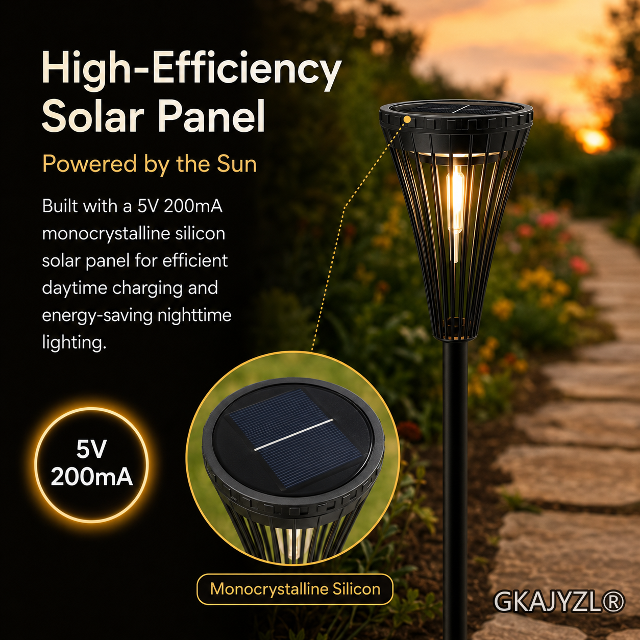 GKAJYZL029 Solar Pathway Lights, Outdoor Garden Lights with Warm White Glow — view 3