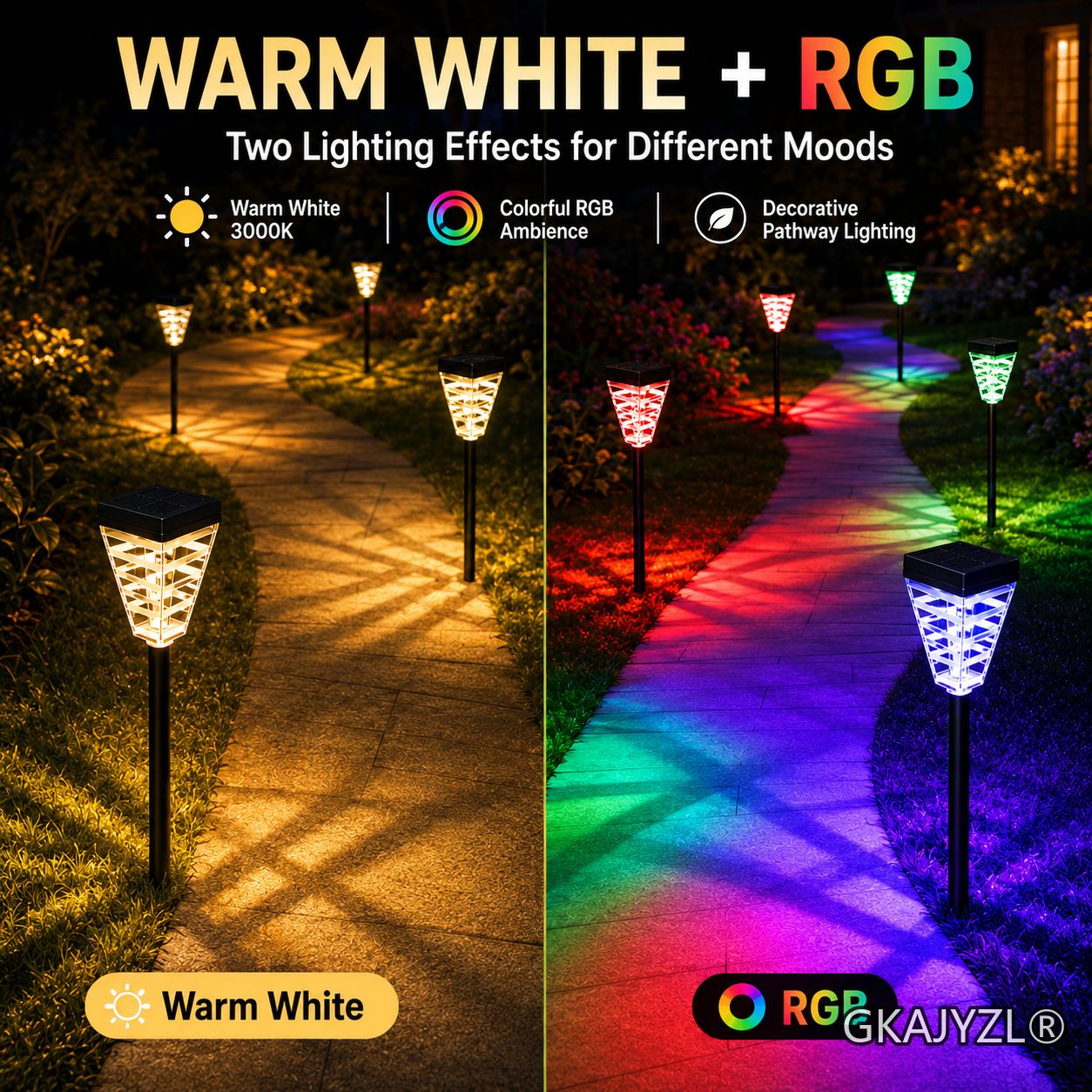 GKAJYZL026-RGB Transparent style Solar RGB Pathway Lights, Outdoor Garden Lights with Color Changing Effect — view 3