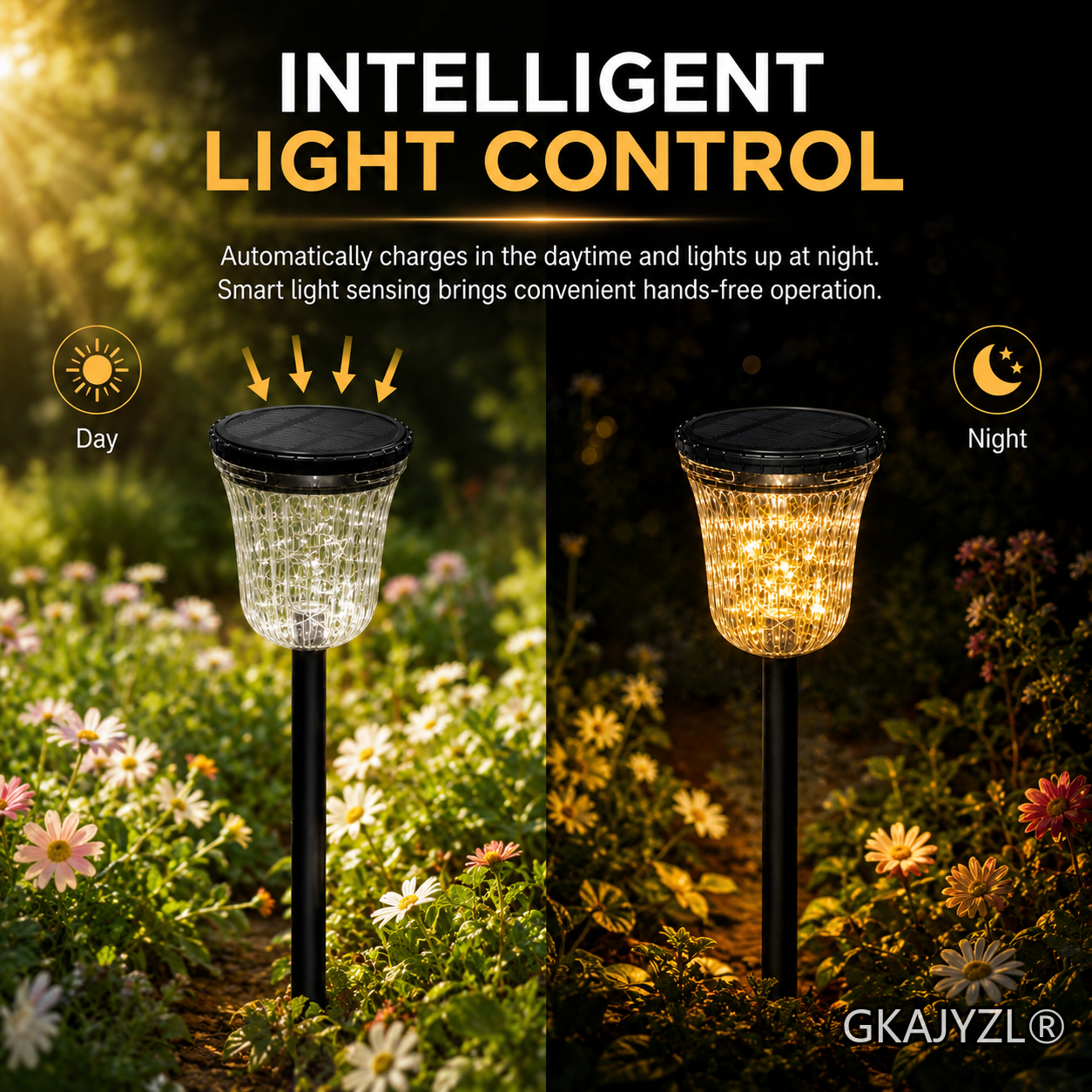 GKAJYZL701 (Light chains style) Outdoor Solar Flower Basket Path Lights, Decorative Garden Lights — view 2