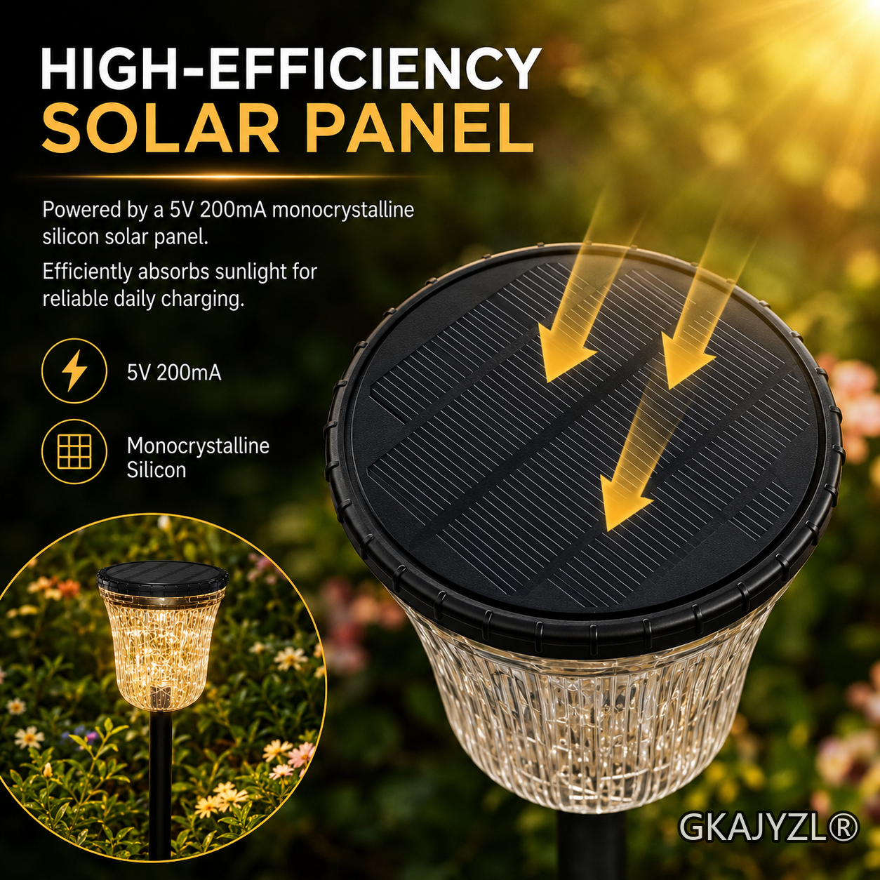 GKAJYZL701 (Light chains style) Outdoor Solar Flower Basket Path Lights, Decorative Garden Lights — view 3