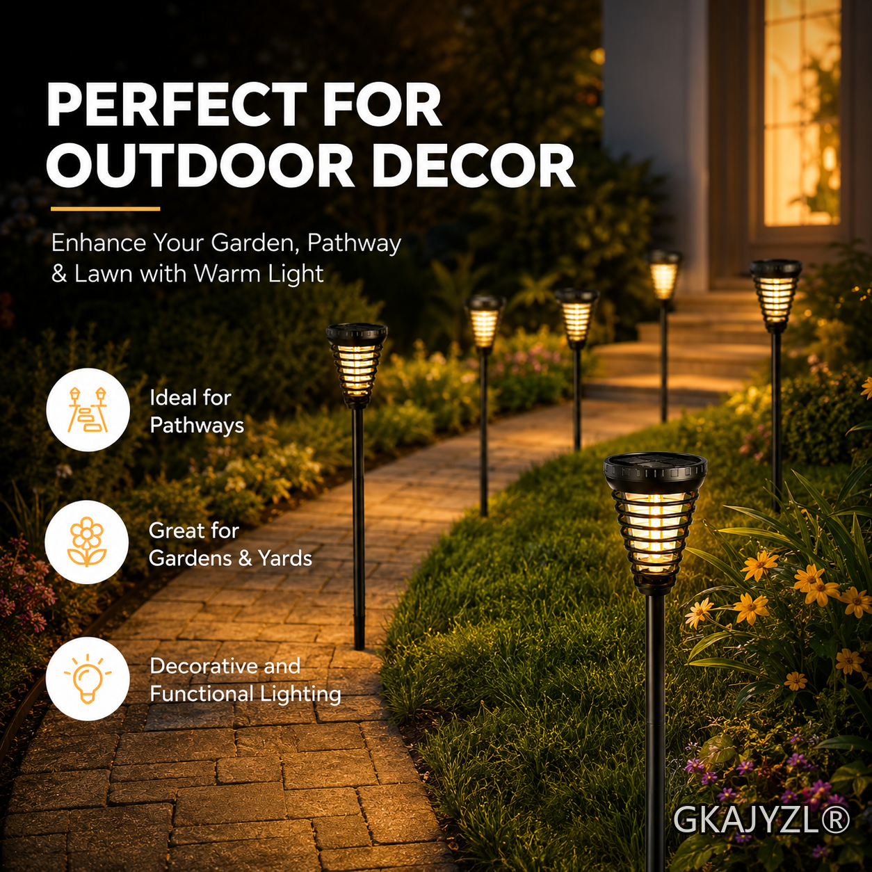 GKAJYZL033 Outdoor Solar Corona Pathway Lights, Decorative Garden Stake Lights — view 3
