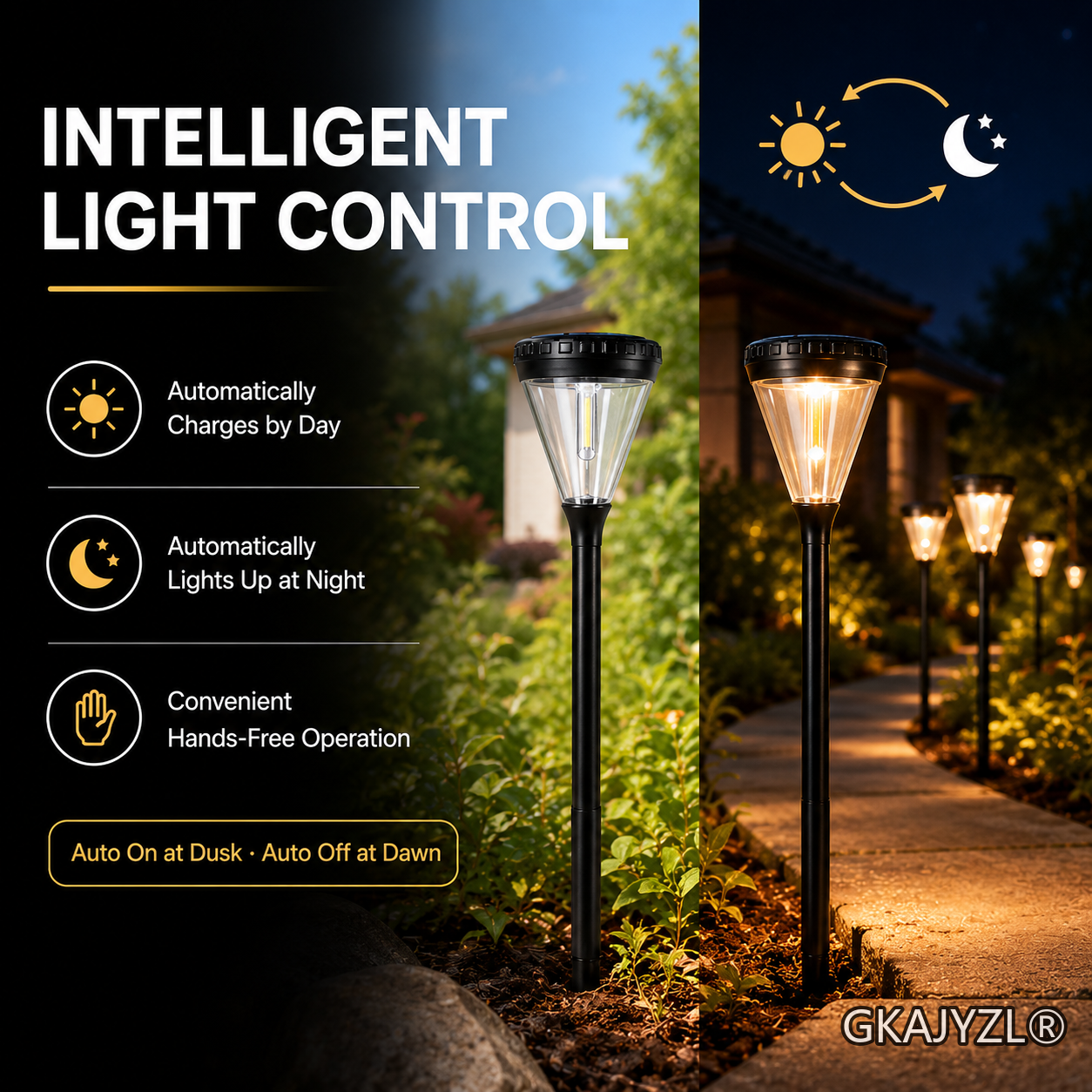 GKAJYZL028 Modern Solar Pathway Lights, Outdoor Garden Stake Lights — view 3