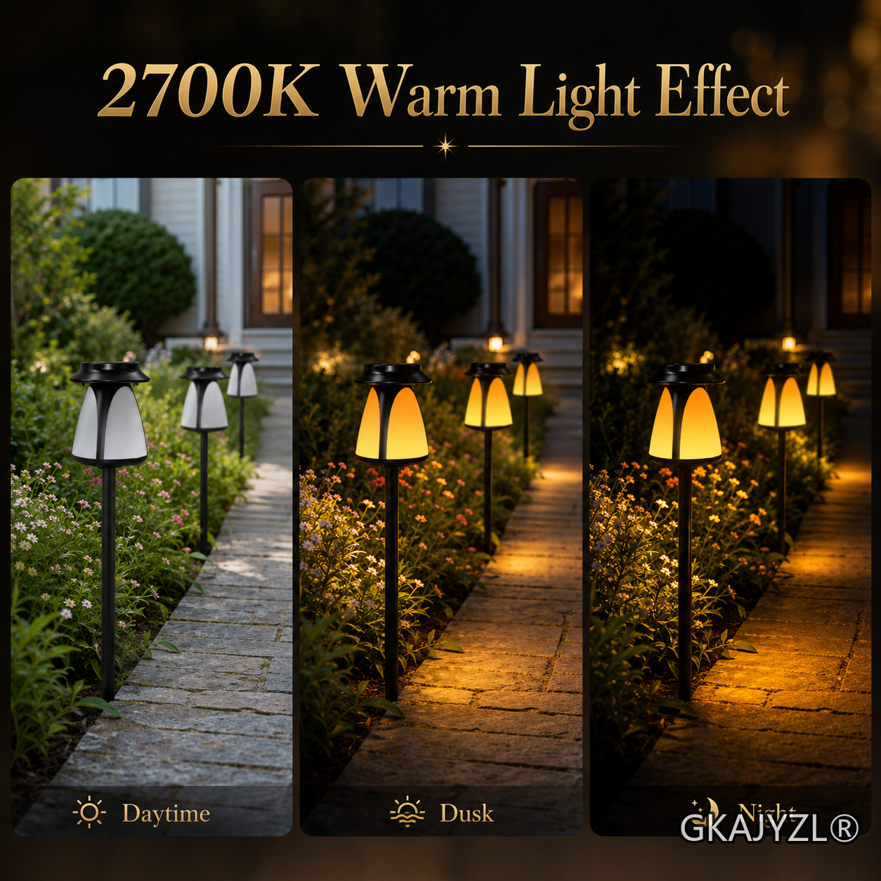 GKAJYZL169 Solar Flame Pathway Lights, Outdoor Garden Lights with Round Cap Design — view 3
