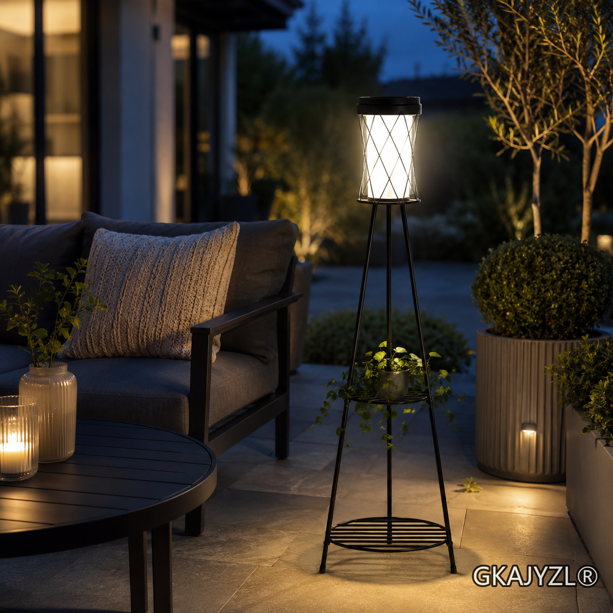 GKAJYZL-W01-109 Patio Solar Nets Pattern Floor Lamp — view 3