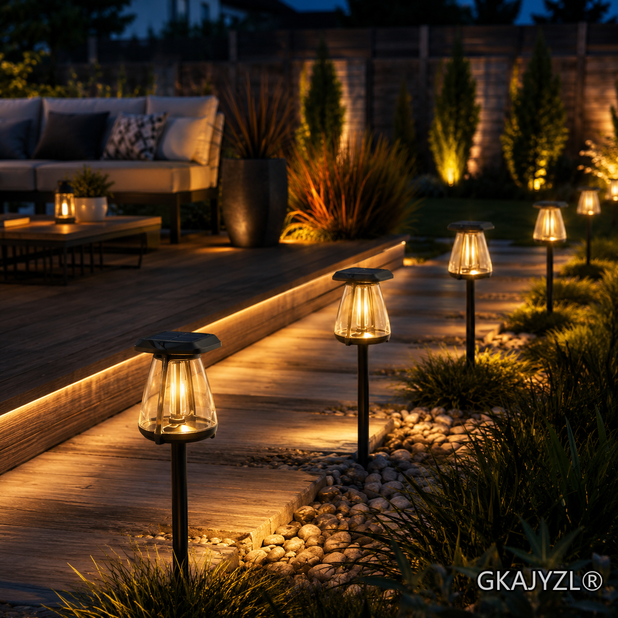 GKAJYZL168 Solar Pathway Lights, Outdoor Garden Lights with Warm White Glow — view 2