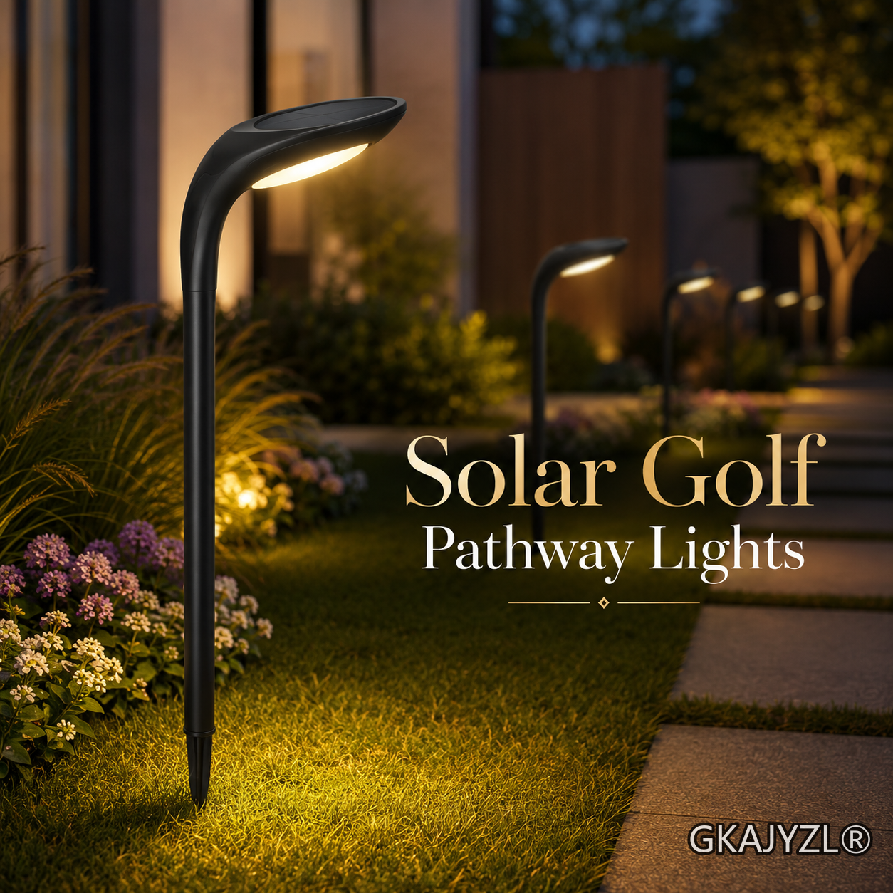 GKAJYZL1218 Solar Pathway Lights, Modern Outdoor Garden Lights with Downward Glow