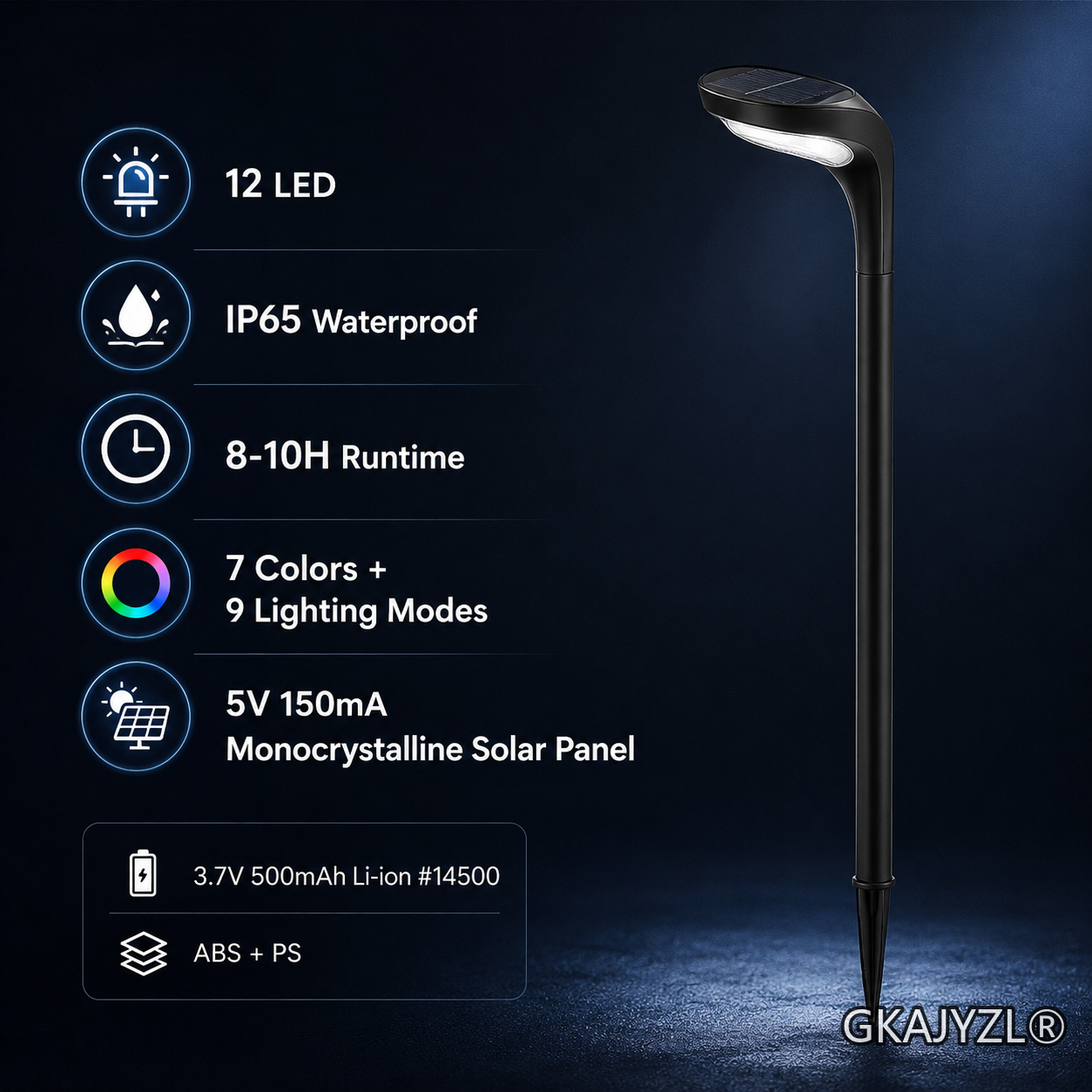 GKAJYZL1218 (RGB) Solar RGB Pathway Lights, Outdoor Garden Lights with Color Changing Effect — view 3