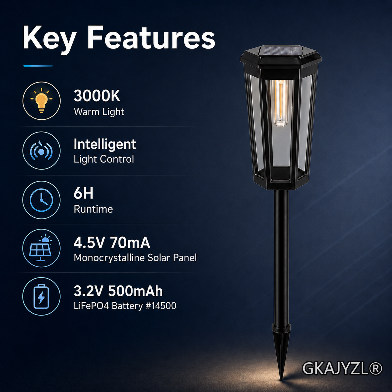 GKAJYZL019 (Hollowed style) Solar Pathway Lights, Outdoor Garden Lights with Twinkle Warm Glow — view 3