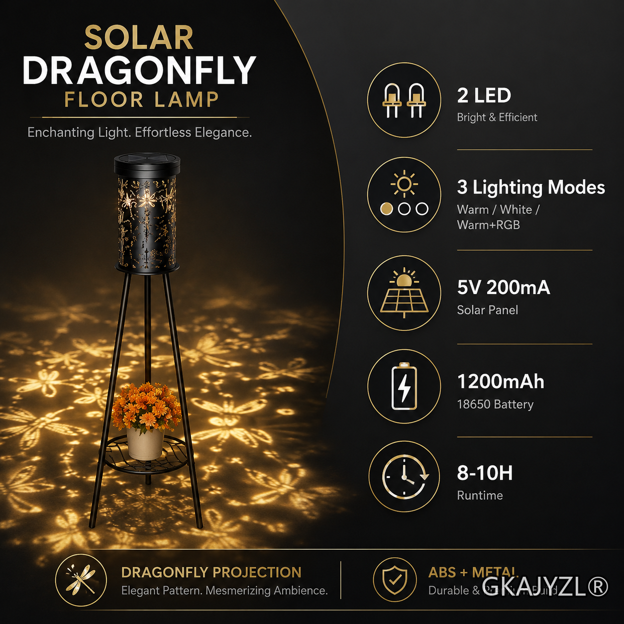 GKAJYZL-W01-100 Solar RGB Dragonfly Floor Lamp — view 3
