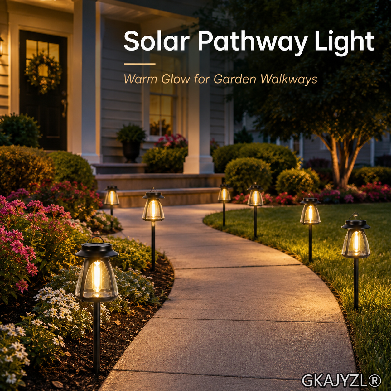 GKAJYZL169 Solar Pathway Lights, Outdoor Garden Lights with Round Cap Design