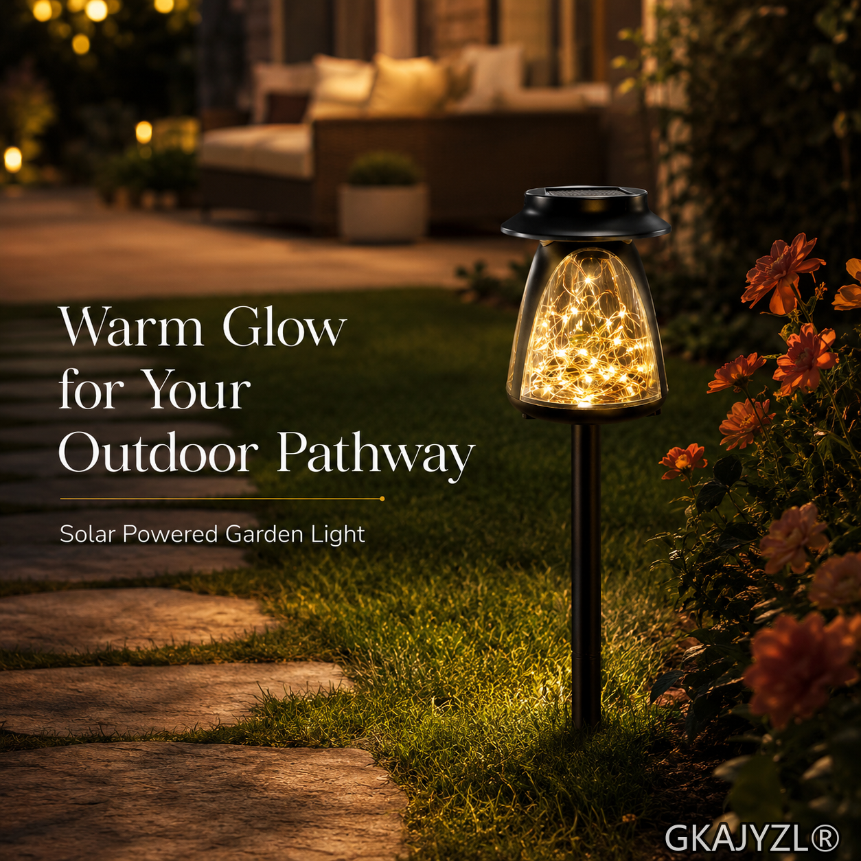 GKAJYZL169 Solar Pathway Lights, Outdoor Garden Lights with Starry Warm Glow