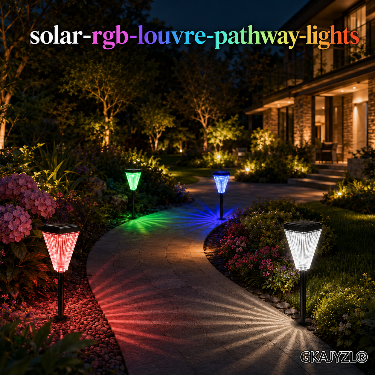 GKAJYZL023-RGB Solar RGB Pathway Lights, Outdoor Garden Lights with Color Changing Effect
