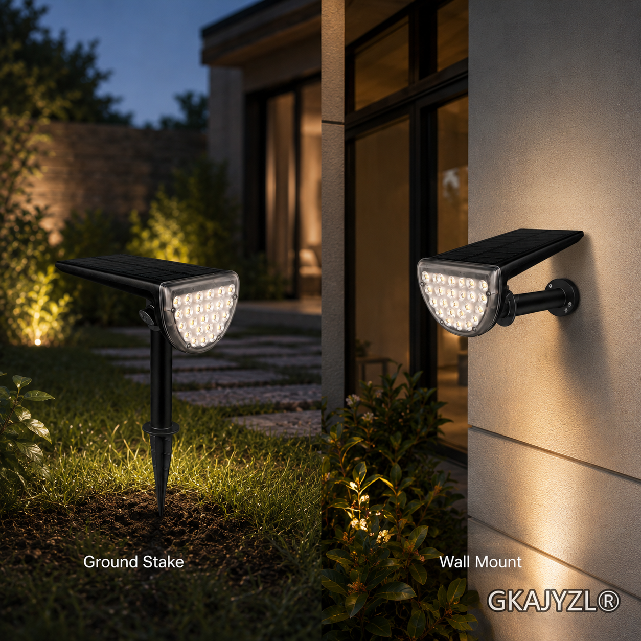 GKAJYZL-L08-2 Solar Landscape Spot Light, Outdoor Garden Spotlight with Wall & Ground Mount — view 2