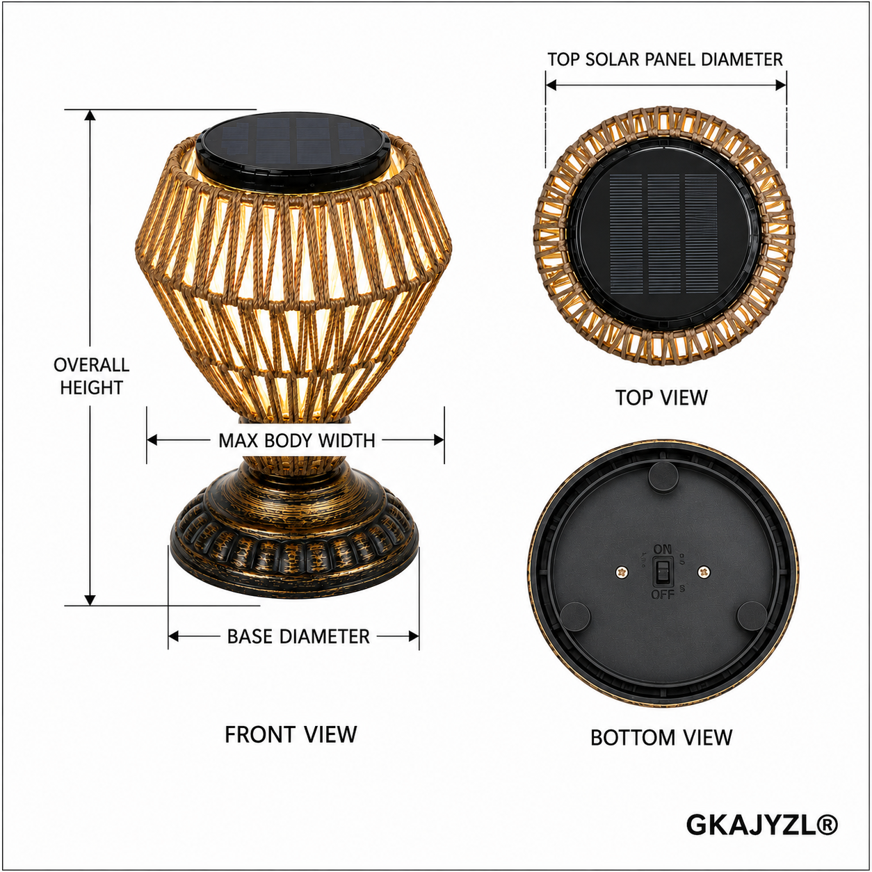 GKAJYZL-W02(Diamond style) Woven Solar Table Lamp — view 2