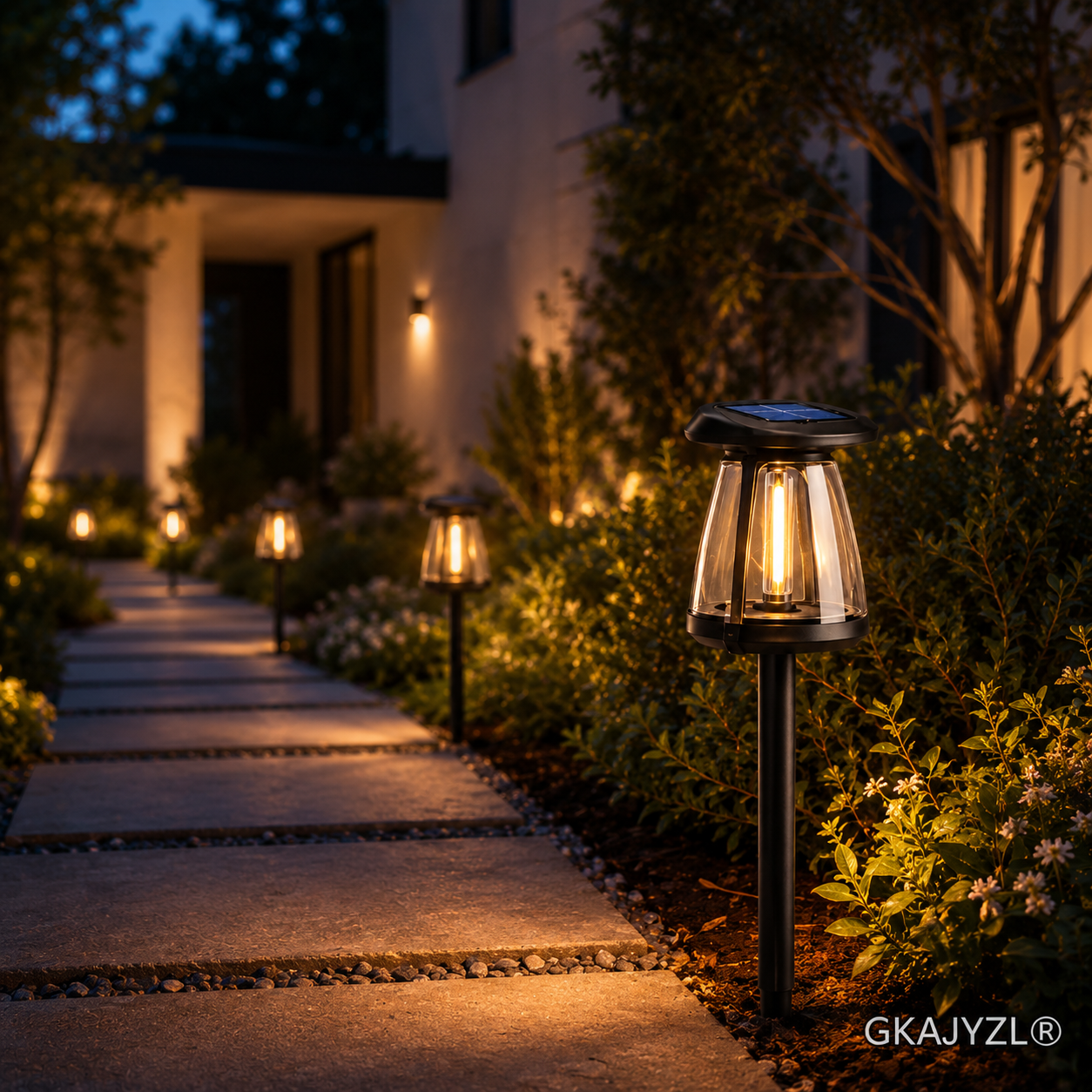 GKAJYZL168 Solar Pathway Lights, Outdoor Garden Lights with Warm White Glow
