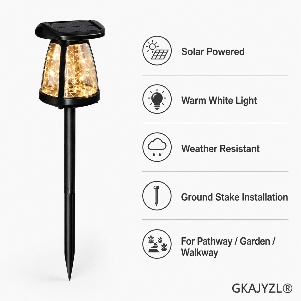 GKAJYZL168 Solar Pathway Lights, Decorative Outdoor Garden Lights with Warm White Glow — view 3