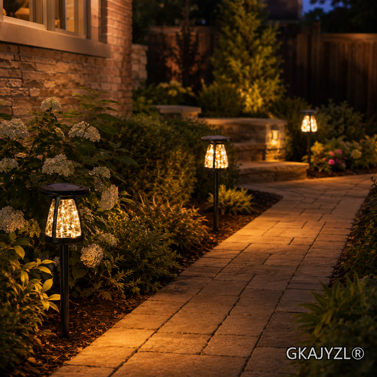 GKAJYZL168 Solar Pathway Lights, Decorative Outdoor Garden Lights with Warm White Glow — view 2