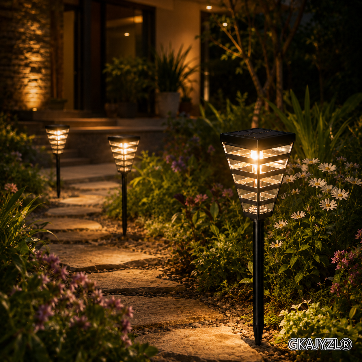 GKAJYZL026 Transparent style Solar Pathway Lights, Outdoor Garden Lights with Transparent Shade Design