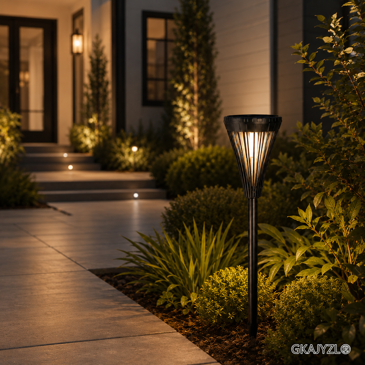 GKAJYZL029 Solar Pathway Lights, Outdoor Garden Lights with Warm White Glow