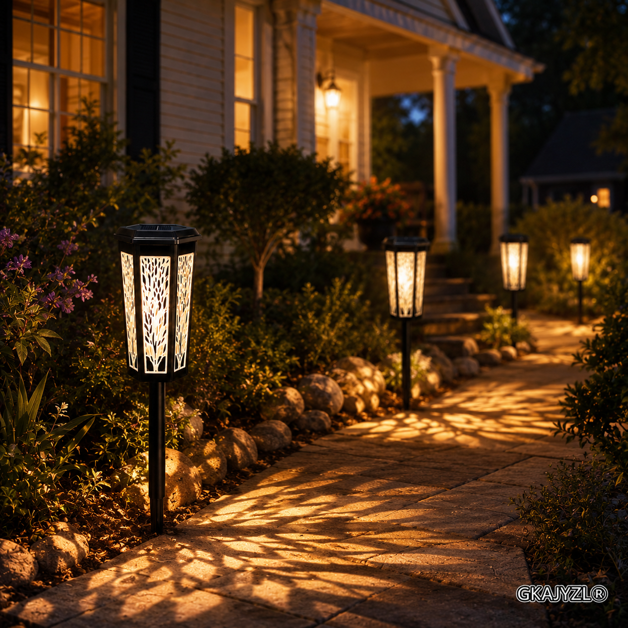 GKAJYZL019 (Wheat-patterned style) Solar Pathway Lights, Outdoor Garden Lights with Wheat Pattern Glow
