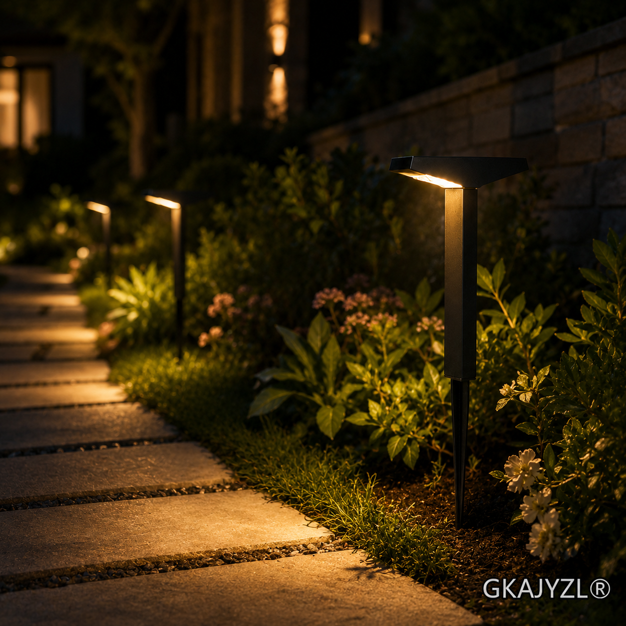 GKAJYZL-G01-P Solar Pathway Lights, Modern Outdoor Lawn Lights with Downward Glow