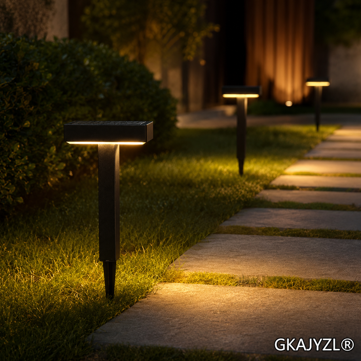 GKAJYZL-G02-P Solar Pathway Lights, Modern Outdoor Lawn Lights with Downward Glow