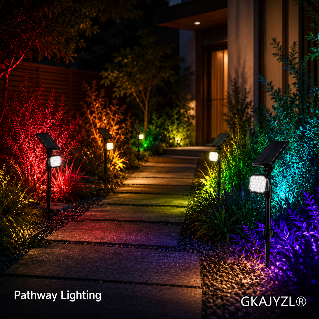 GKAJYZL1316-22LED-RGB Solar RGB Spot Light, Outdoor Landscape Spotlight with 7 Colors