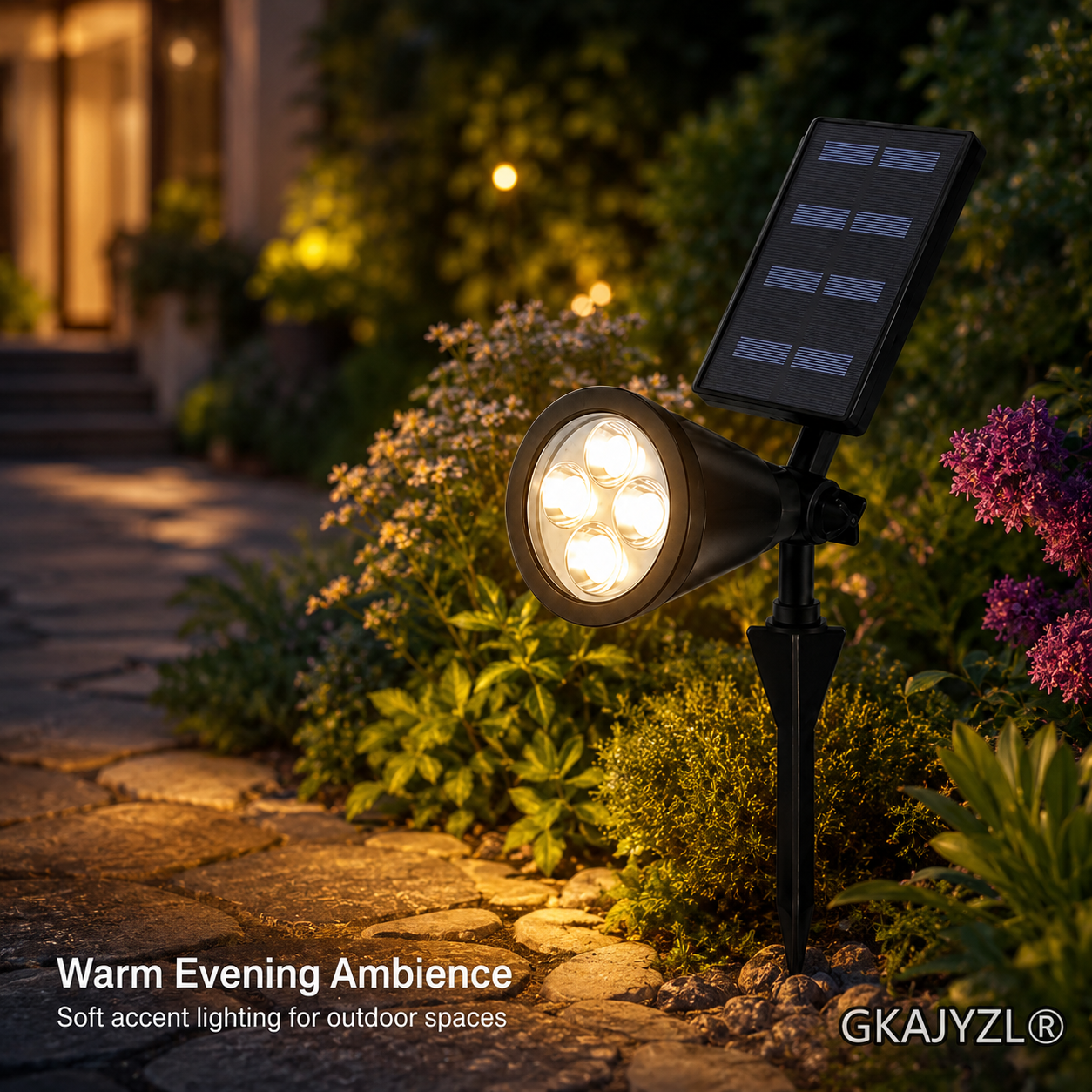 GKAJYZL-A-SPL Solar Landscape Spot Light, Outdoor Garden Spotlight with Adjustable Head