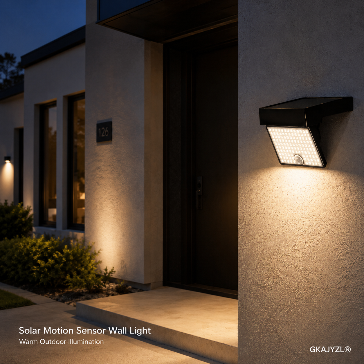 GKAJYZL069 Integrated Solar Flood Light, Motion Sensor Outdoor Wall Light with Remote Control