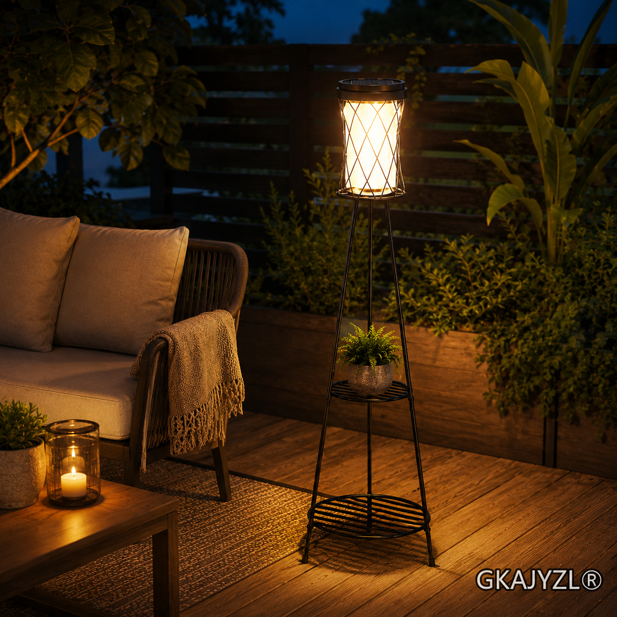GKAJYZL-W01-109 Patio Solar Nets Pattern Floor Lamp