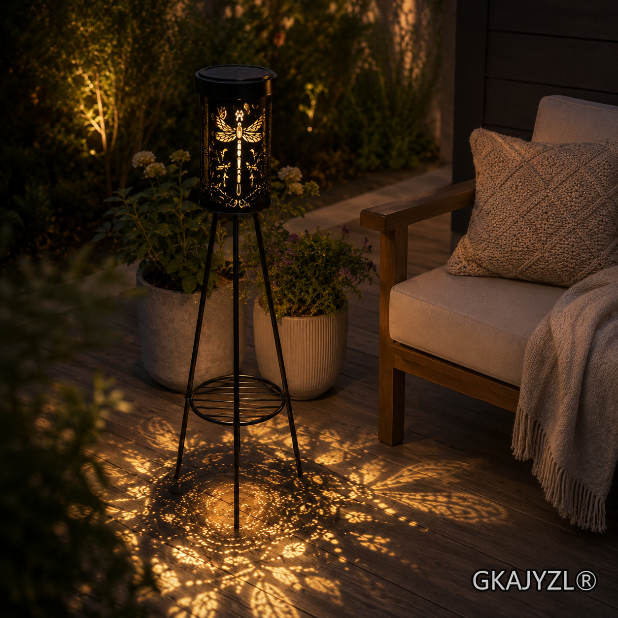 GKAJYZL-W01-100 Solar RGB Dragonfly Floor Lamp