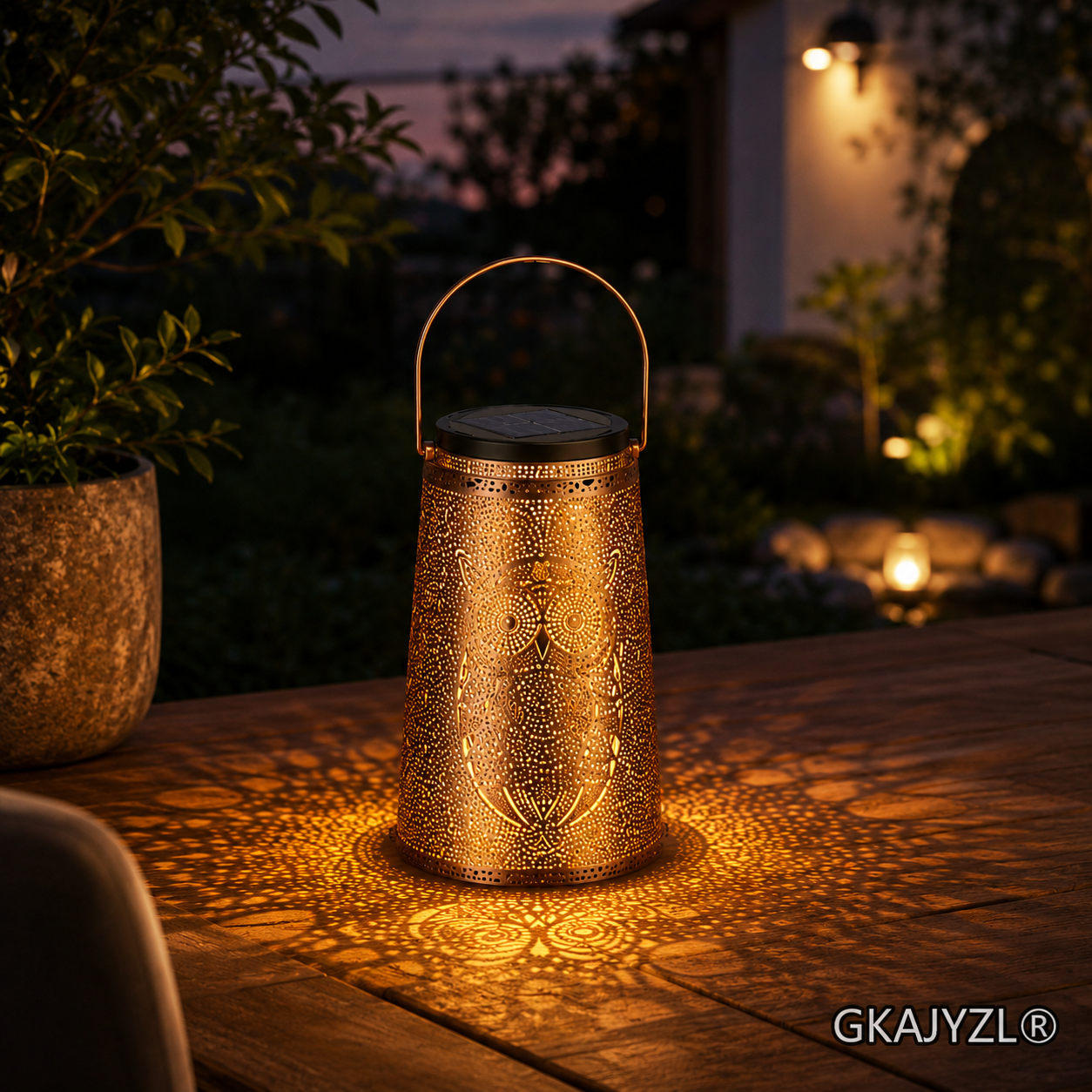 GKAJYZL128(Owl-patterned style) Solar Owl Pattern Lantern