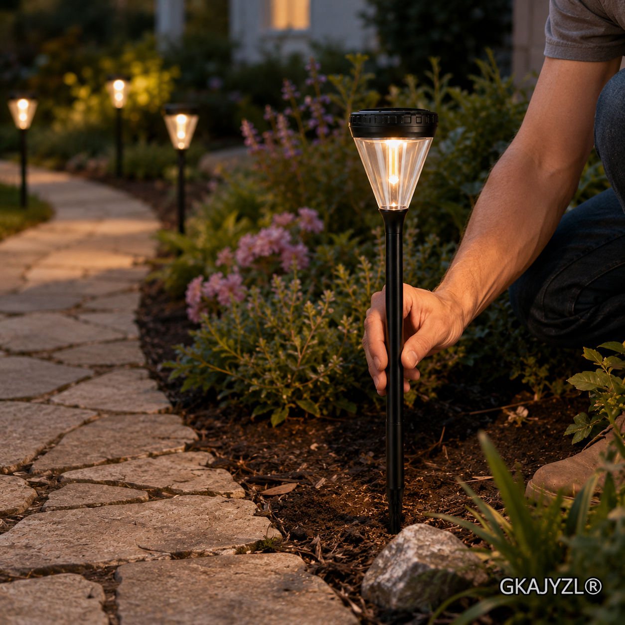 GKAJYZL028 Modern Solar Pathway Lights, Outdoor Garden Stake Lights