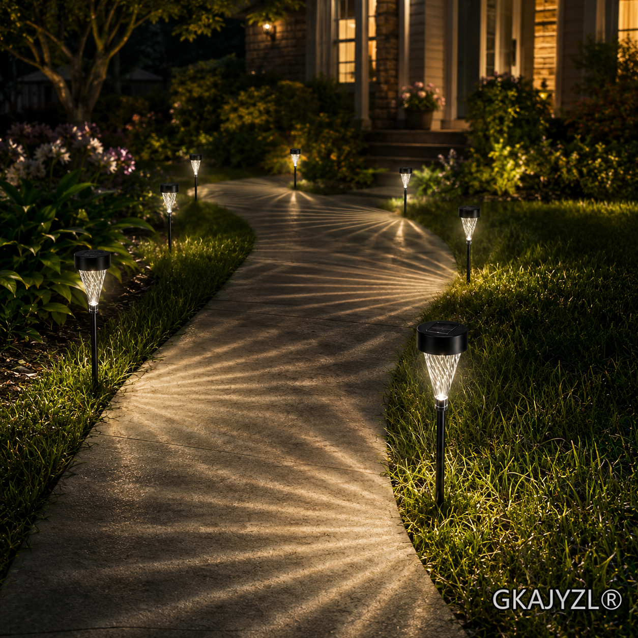 GKAJYZL001 (Spiral pattern style) Solar Pathway Lights, Outdoor Garden Lights with Spiral Shadow Effect