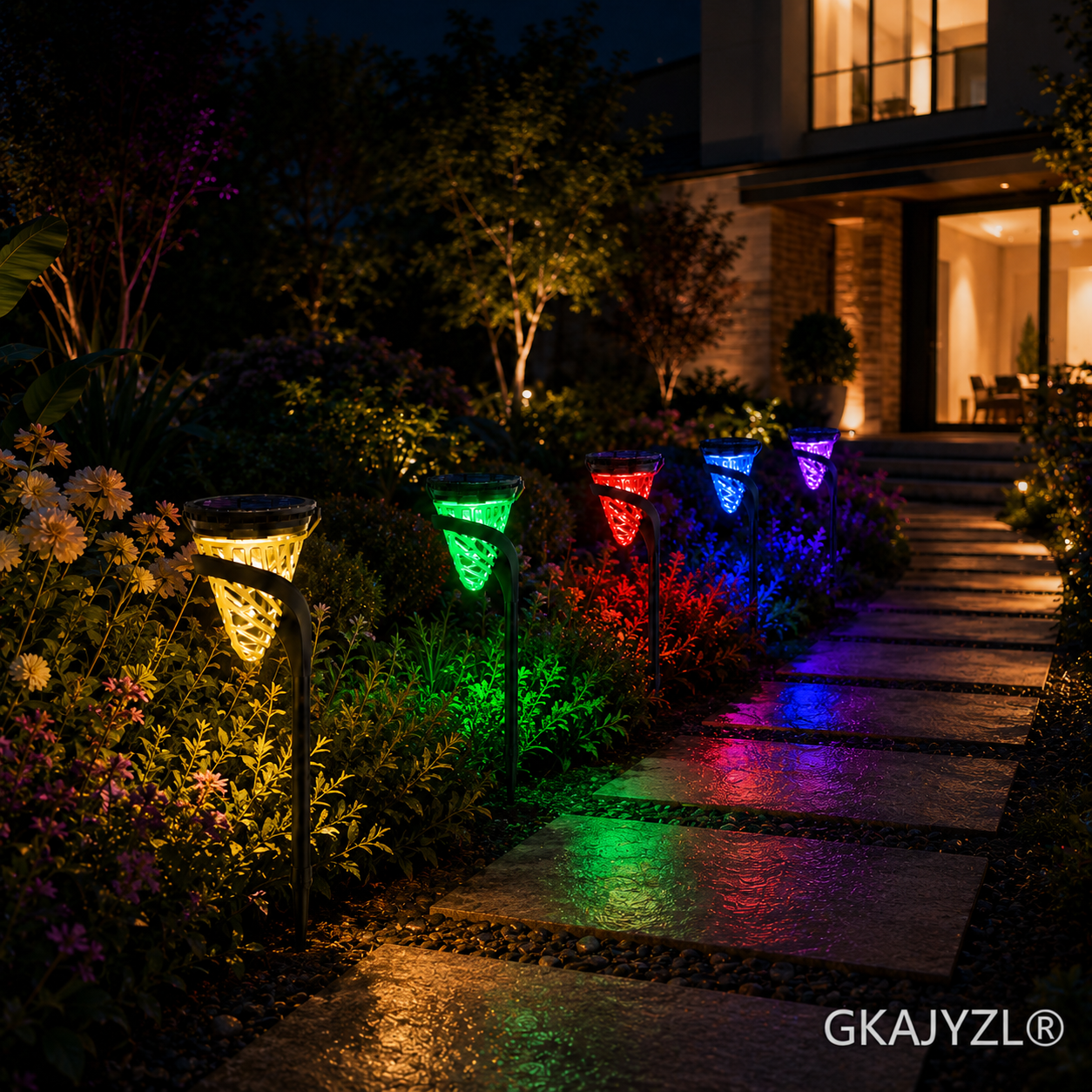 GKAJYZL007 (RGB) Solar RGB Pathway Lights, Outdoor Garden Lights with Color Changing Effect