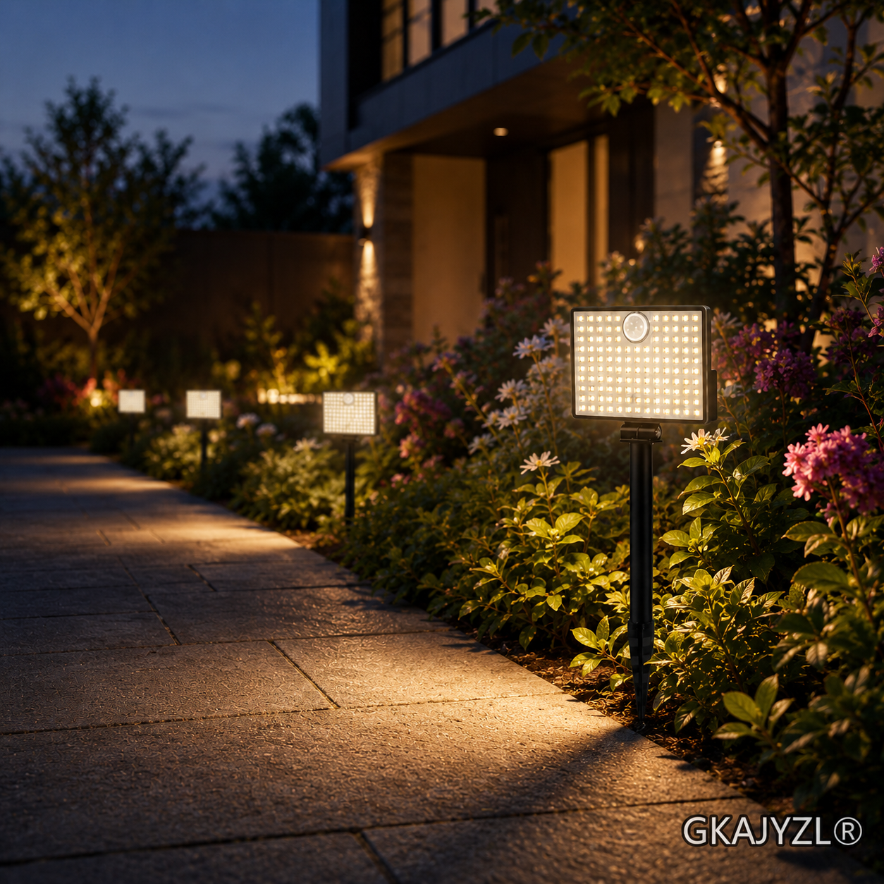 GKAJYZL-L07 Split Solar Pathway Lights, Motion Sensor Outdoor Garden Lights