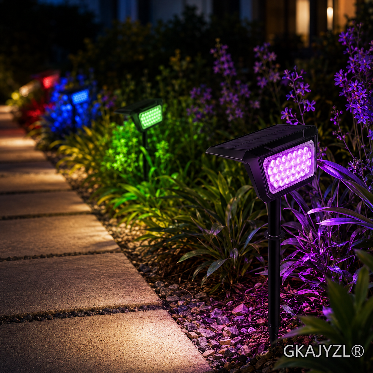 GKAJYZL-L09-50 Solar RGB Spot Light, Outdoor Landscape Spotlight with 7 Colors