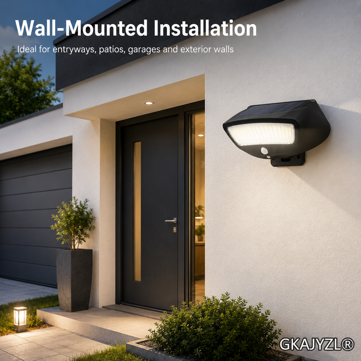 GKAJYZL1818 (Motion sensor) Solar Motion Sensor Wall Light, Outdoor Security Wall Lamp