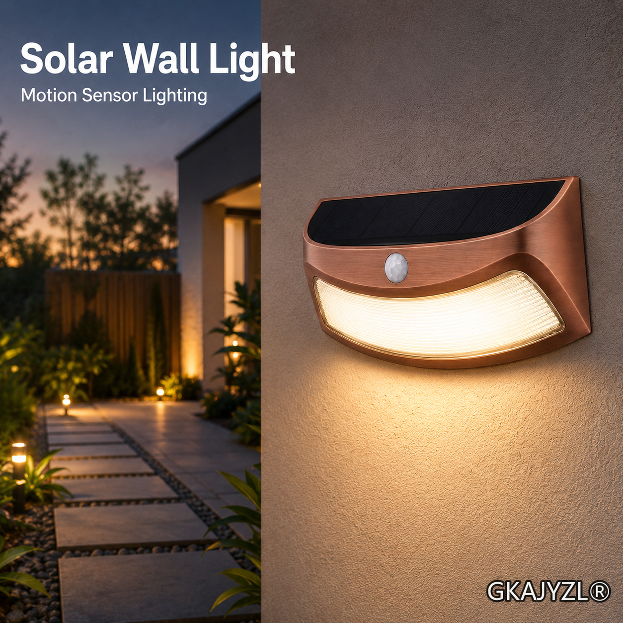 GKAJYZL-PIR-3688 (Copper Motion sensor) Solar Motion Sensor Wall Light, Outdoor Decorative Security Wall Lamp