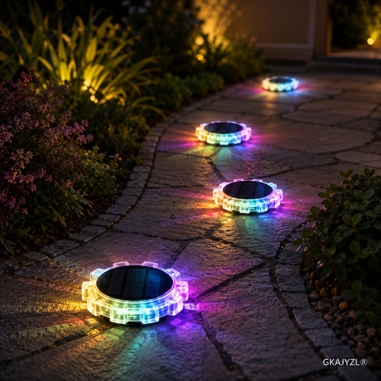 GKAJYZL-L188 (RGB) Solar RGB Gear Ground Wall Light