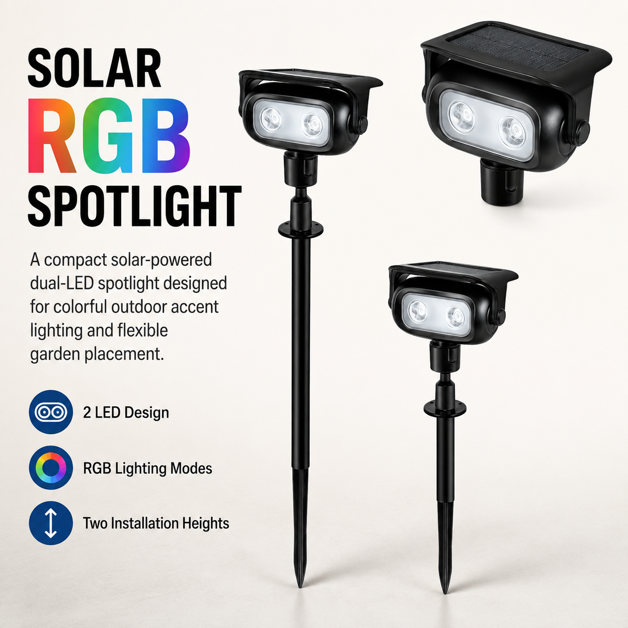 GKAJYZL067 RGB Solar Spotlights — view 2