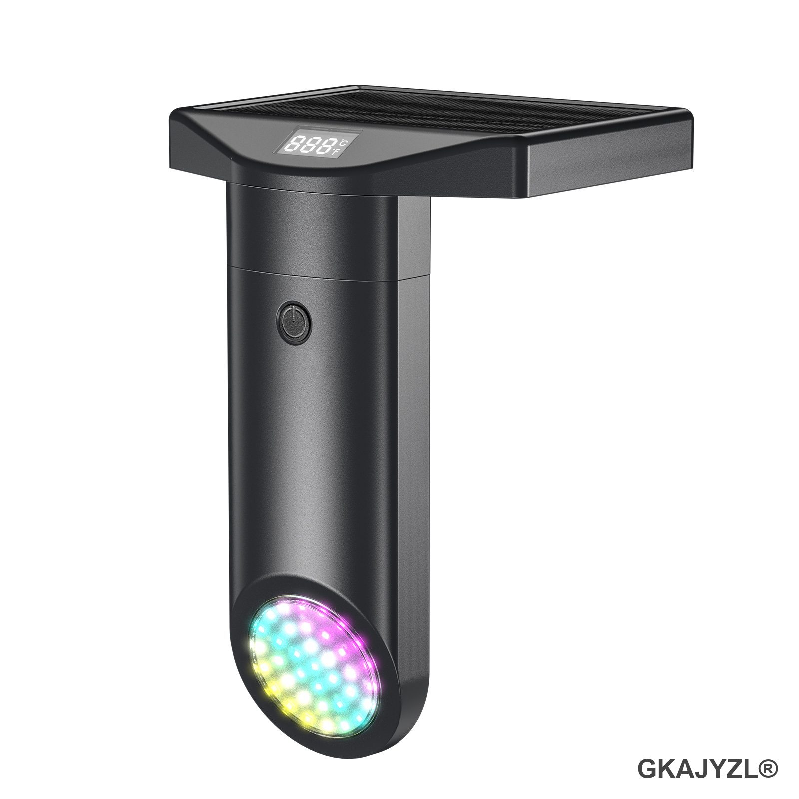 GKAJYZL178 Solar Pool Light, Round RGBW Pool Wall Light with Water Temperature Display & Remote Control