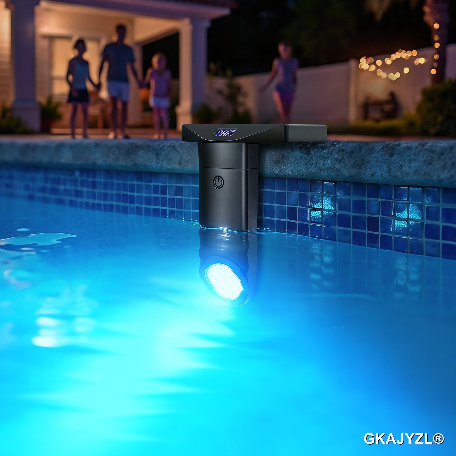 GKAJYZL178 Solar Pool Light, Round RGBW Pool Wall Light with Water Temperature Display & Remote Control — view 2