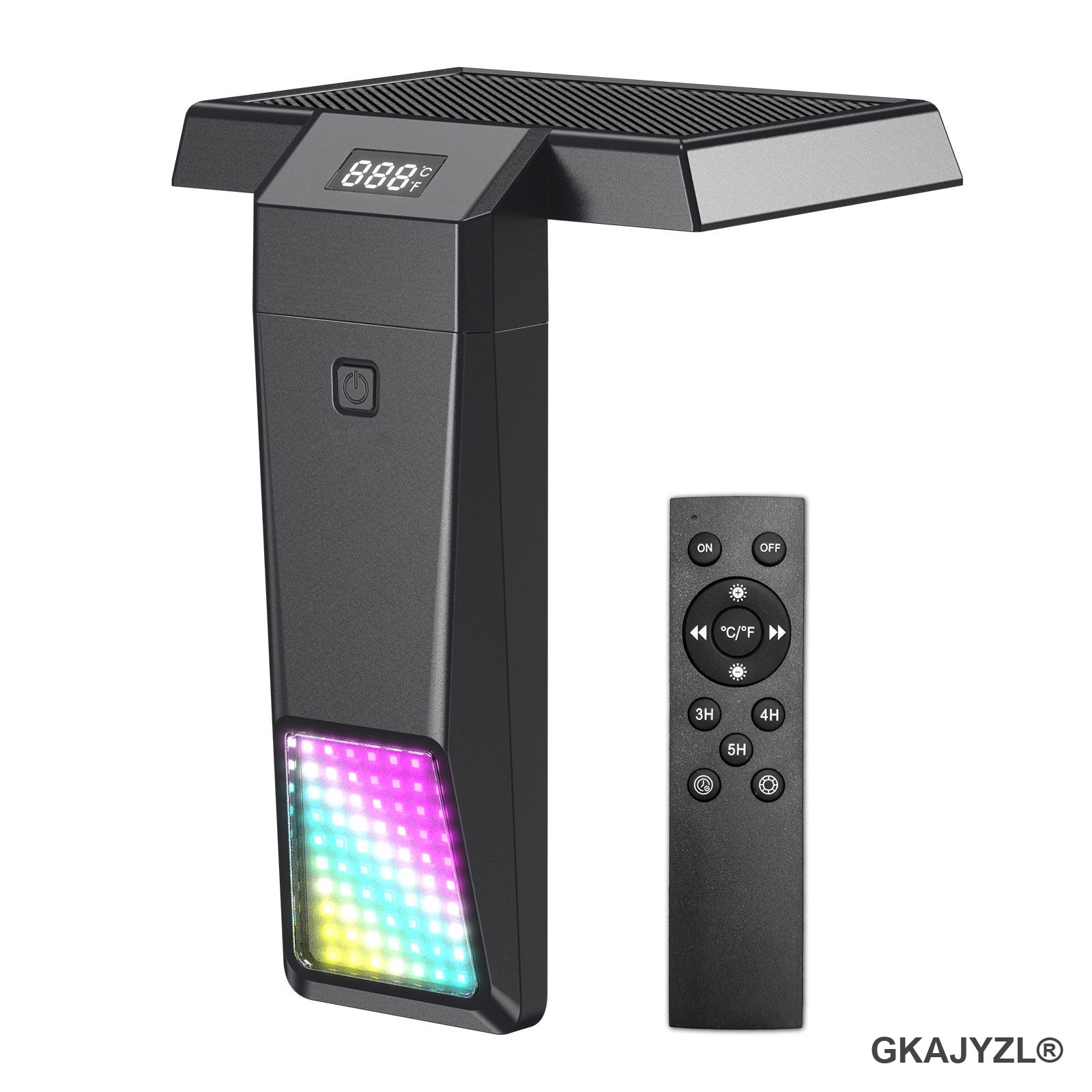 GKAJYZL179 Solar Pool Light, Square RGBW Pool Wall Light with Water Temperature Display & Remote Control — view 3