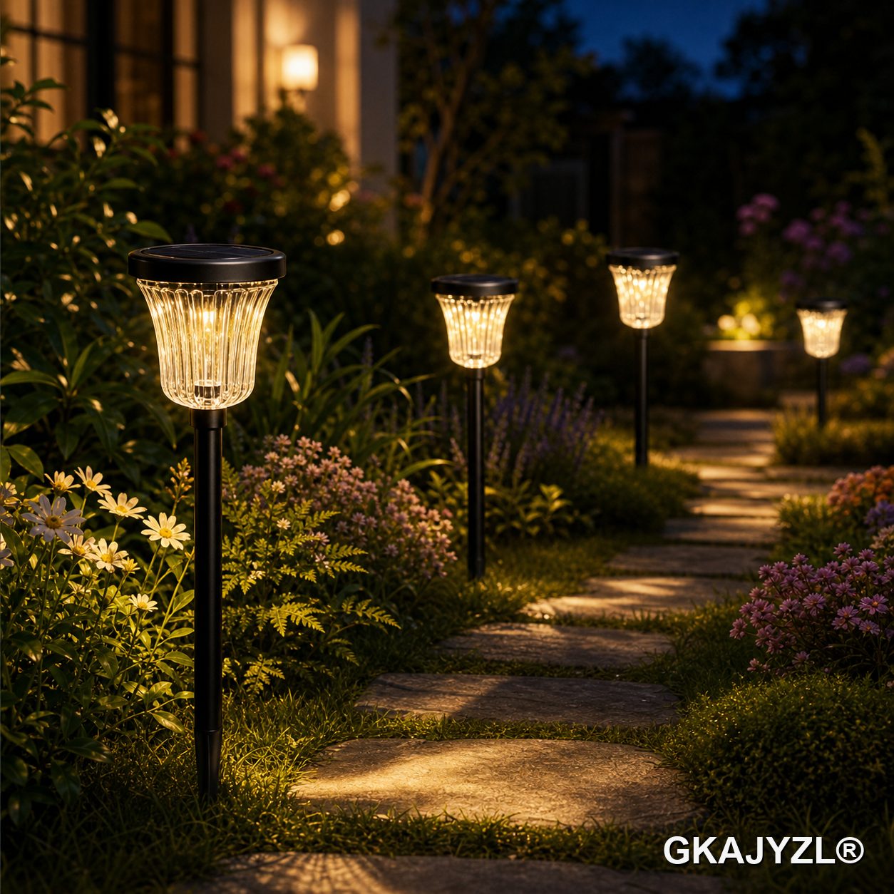 DS701-3 Outdoor Solar Flower Basket Lights, Fairy Glow Garden Path Lights
